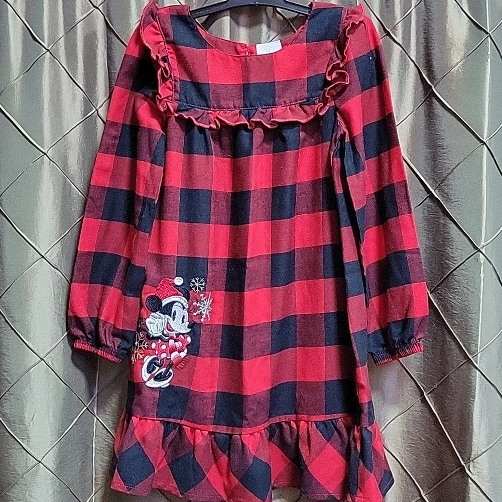 VGUC- Disney Buffalo Plaid Minnie Mouse Flame Resistant Nightgown